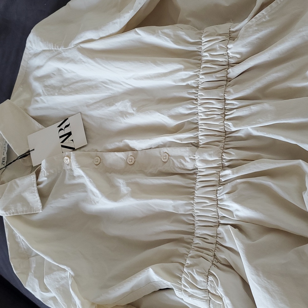 ZARA MIDI SHIRT DRESS Cream Size M & L - Picture 12 of 12